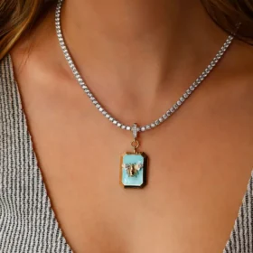 Bee Mine Altın Arı Turkuaz Mineli Kolye Ucu