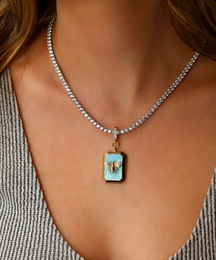 Bee Mine Altın Arı Turkuaz Mineli Kolye Ucu