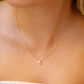 Altın Taşlı L Harf Kolye