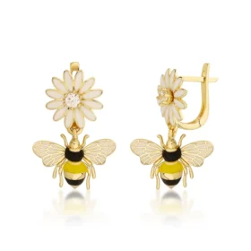 Bee Mine Altın Arı Çiçek Küpe