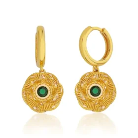 Bereket Altın Yeşil Taşlı Küpe