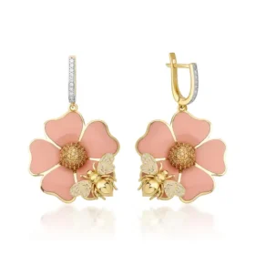 Bee Mine Altın Çiçek Küpe