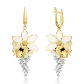 Bee Mine Altın Arı Çiçek Küpe