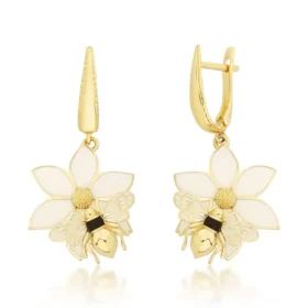 Bee Mine Altın Arı Çiçek Küpe