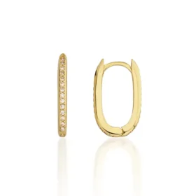 Altın Taşlı Halka Küpe