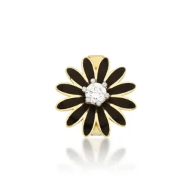 Altın Siyah Çiçek Charm