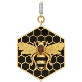 Bee Mine Altın Arı Petek Kolye Ucu