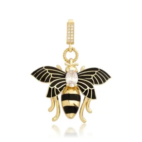 Bee Mine Altın Arı Beyaz Taşlı Kolye Ucu