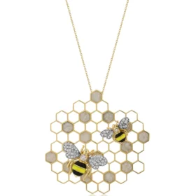 Bee Mine Altın Arı Petek Zincirli Kolye