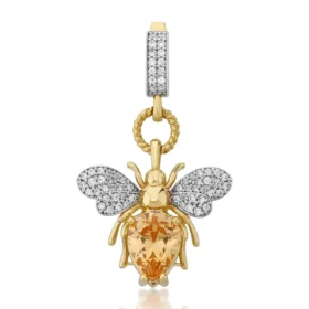 Bee Mine Altın Arı Renkli Taşlı Kolye Ucu