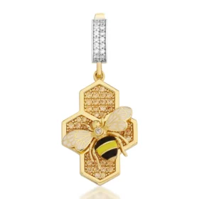 Bee Mine Altın Arı Petek Kolye Ucu