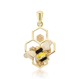 Bee Mine Altın Arı Petek Kolye Ucu
