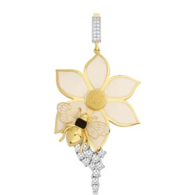 Bee Mine Altın Arı Çiçek Kolye Ucu