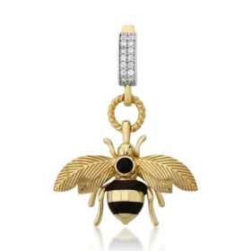 Bee Mine Altın Arı Siyah Taşlı Kolye Ucu