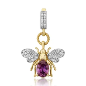 Bee Mine Altın Arı Mor Taşlı Kolye Ucu