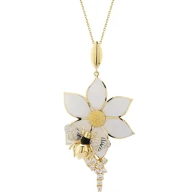 Bee Mine Altın Arı Çiçek Zincirli Kolye