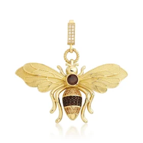 Bee Mine Altın Arı Renkli Taşlı Kolye Ucu