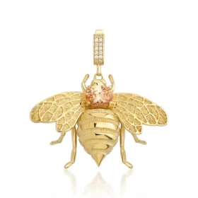 Bee Mine Altın Arı Renkli Taşlı Kolye Ucu