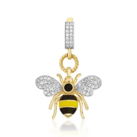 Bee Mine Altın Arı Renkli Taşlı Kolye Ucu