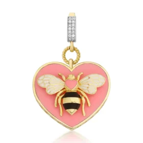 Bee Mine Altın Pembe Kalp Kolye Ucu