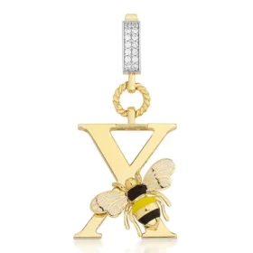 Bee Mine Altın Arı X Harf Kolye Ucu