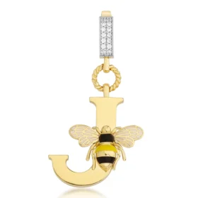 Bee Mine Altın Arı J Harf Kolye Ucu