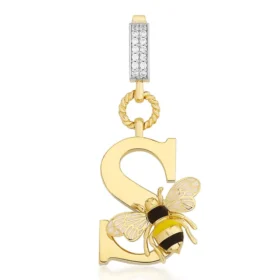 Bee Mine Altın Arı S Harf Kolye Ucu
