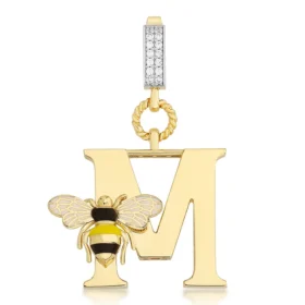 Bee Mine Altın Arı M Harf Kolye Ucu