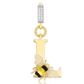 Bee Mine Altın Arı L Harf Kolye Ucu