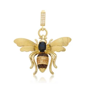 Bee Mine Altın Arı Lacivert Taşlı Kolye Ucu