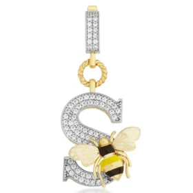 Bee Mine Altın Arı Taşlı S Harf Kolye Ucu
