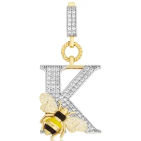 Bee Mine Altın Arı Taşlı K Harf Kolye Ucu