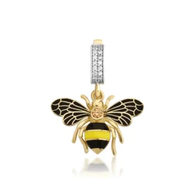 Bee Mine Altın Arı Renkli Taşlı Kolye Ucu