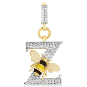 Bee Mine Altın Arı Taşlı Z Harf Kolye Ucu