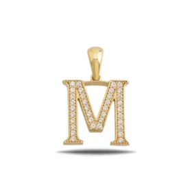 Altın M Harf Kolye Ucu