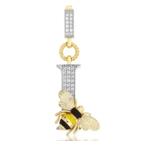 Bee Mine Altın Arı Taşlı I Harf Kolye Ucu