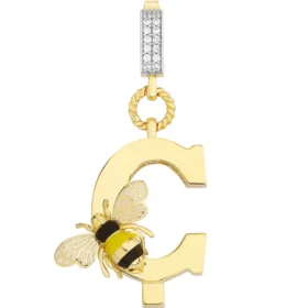 Bee Mine Altın Arı Ç Harf Kolye Ucu