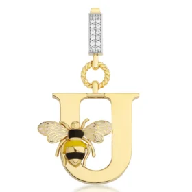 Bee Mine Altın Arı U Harf Kolye Ucu