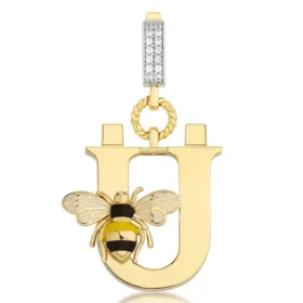 Bee Mine Altın Arı Ü Harf Kolye Ucu