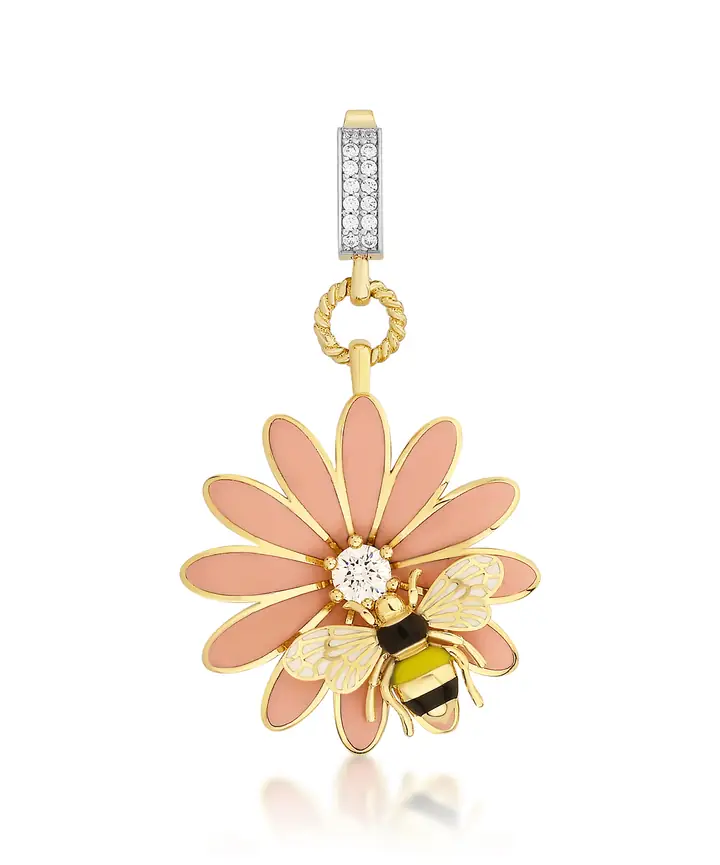 Bee Mine Altın Arı Çiçek Kolye Ucu - Görsel 2