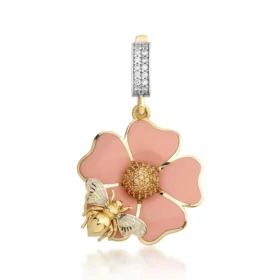 Bee Mine Altın Arı Çiçek Kolye Ucu