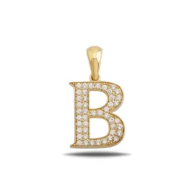 Altın B Harf Kolye Ucu