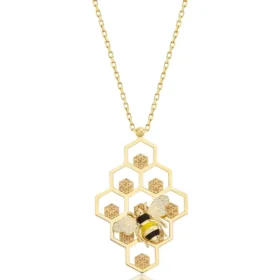 Bee Mine Altın Arı Petek Zincirli Kolye