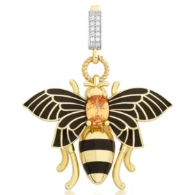 Bee Mine Altın Arı Turuncu Taşlı Kolye Ucu