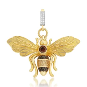 Bee Mine Altın Arı Renkli Taşlı Kolye Ucu