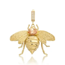 Bee Mine Altın Arı Renkli Taşlı Kolye Ucu