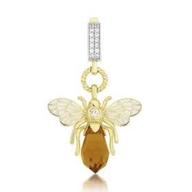 Bee Mine Altın Arı Renkli Taşlı Kolye Ucu