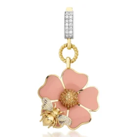 Bee Mine Altın Arı Çiçek Kolye Ucu