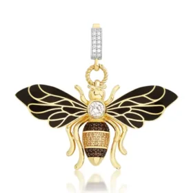 Bee Mine Altın Arı Beyaz Taşlı Kolye Ucu