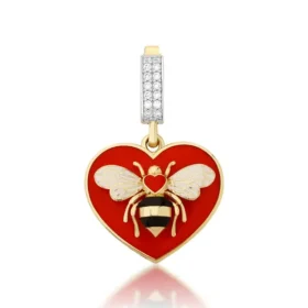 Bee Mine Altın Kırmızı Kalp Kolye Ucu